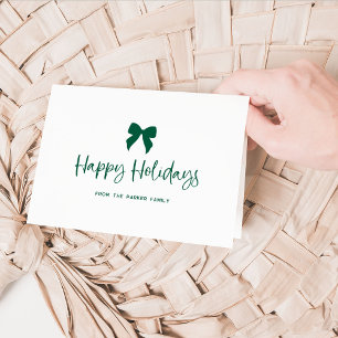 Choose Any Color Bow Green Happy Holidays Holiday Card