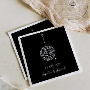 Choose Any Colour Black Minimal Disco Ball Napkin