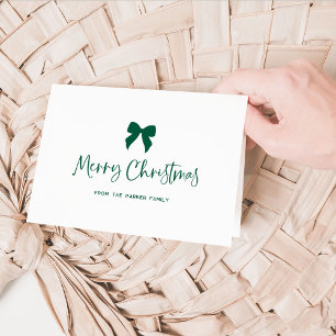 Choose Any Colour Bow   Green Merry Christmas Holiday Card