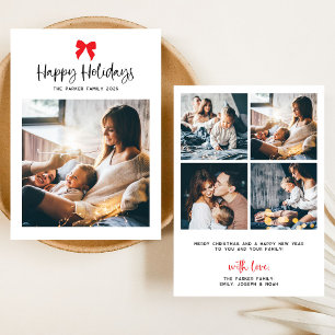 Choose Any Colour Bow   Happy Holidays with Photo Holiday Card