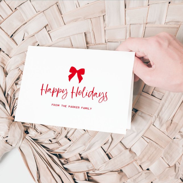 Choose Any Colour Bow | Red Happy Holidays Holiday Card (Creator Uploaded)