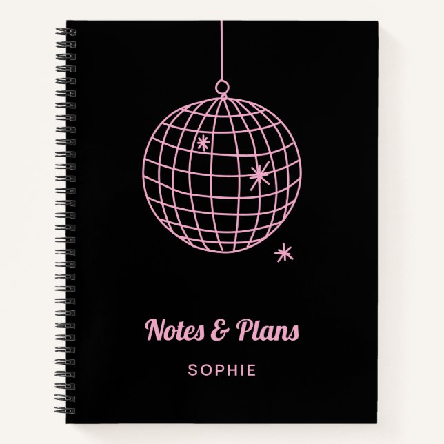 Choose Any Colour | Hand-Drawn Disco Ball Notebook (Front)