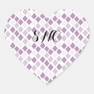 Choose Any Colour Harlequin Diamonds Pattern Heart Sticker