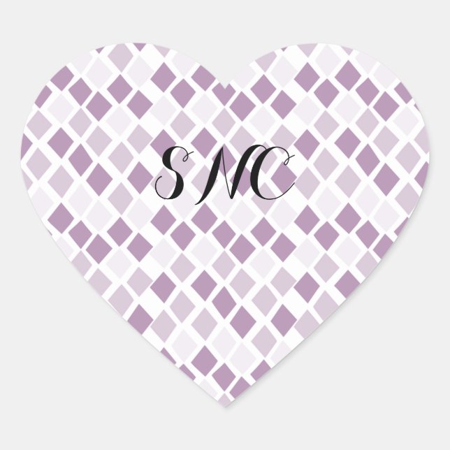 Choose Any Colour Harlequin Diamonds Pattern Heart Sticker (Front)