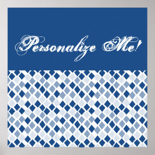 Choose Any Colour Harlequin Diamonds Pattern Poster
