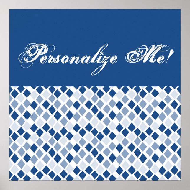 Choose Any Colour Harlequin Diamonds Pattern Poster (Front)