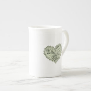 Choose Any Colour Spiky Edgy Fire Love Heart Bone China Mug