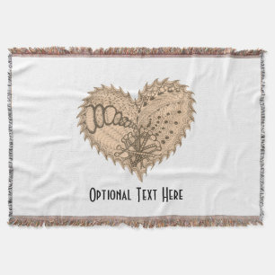 Choose Any Colour Spiky Edgy Fire Love Heart Throw Blanket