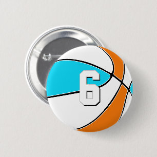 choose ANY team colors w jersey number basketball 2 Inch Round Button