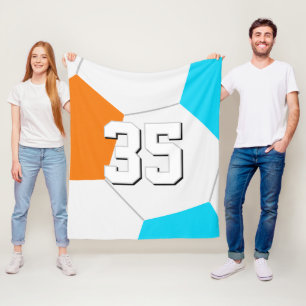 choose ANY team colors w jersey number soccer Fleece Blanket