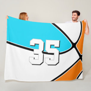 choose ANY team colours w jersey number basketball Fleece Blanket