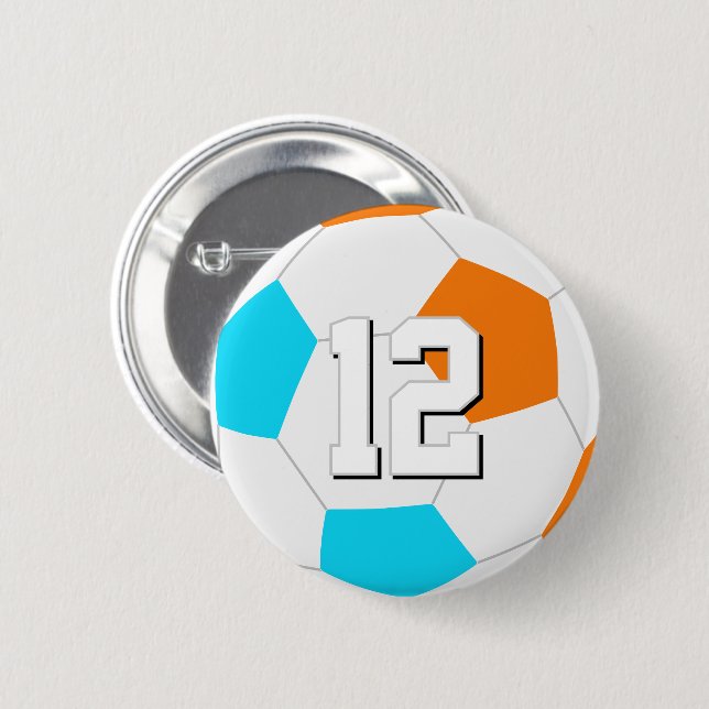 choose ANY team colours w jersey number soccer 2 Inch Round Button (Front & Back)