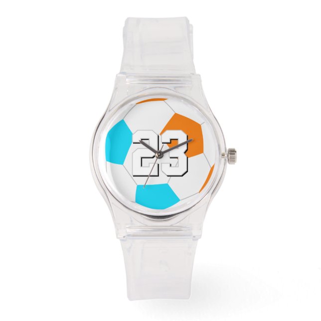 choose ANY team colours w jersey number soccer Watch (Front)