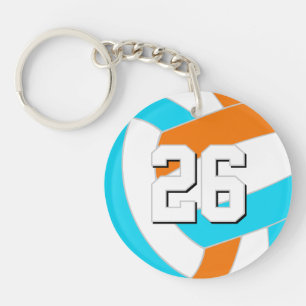 choose ANY team colours w jersey number volleyball Keychain