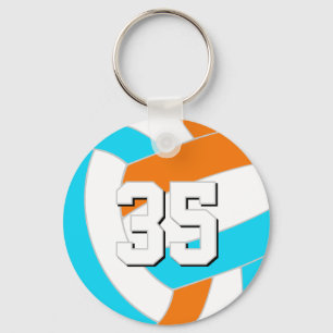 choose ANY team colours w jersey number volleyball Keychain