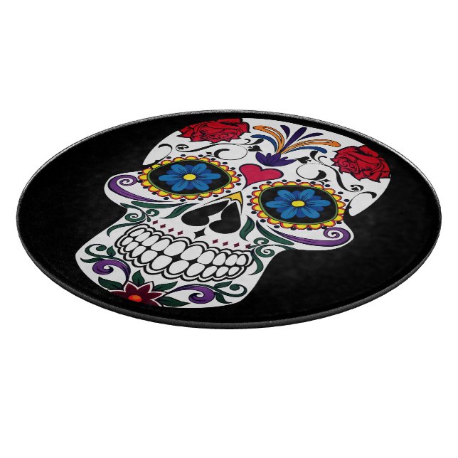 Choose Background Colour Sugar Skull Celebration Cutting Board (Corner)