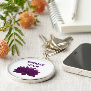 Choose Calm Purple Lotus Flower Keychain