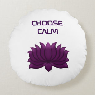 Choose Calm Purple Lotus Flower Round Pillow
