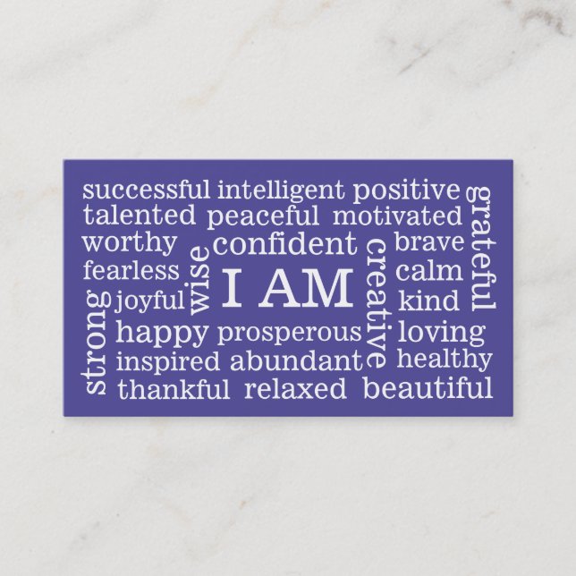 Choose Colour Daily Positive Affirmations I AM Business Card (Front)