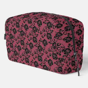 Choose Colour Faux Black Lace Roses Fishnet Red Dopp Kit