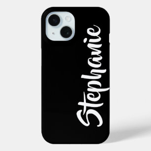 Choose Colour Personalized Name Black and White iPhone 15 Case