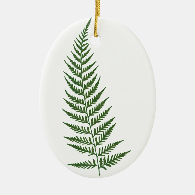 Choose Custom Colour Pressed Fern Leaf Ceramic Ornament (Front)