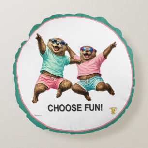 Choose Fun Otter Duo Round Pillow