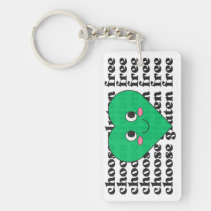 Choose Gluten Free Green Heart Keychain