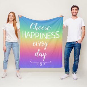 Choose Happiness Every Day Colourful Fleece Blanke Blanket