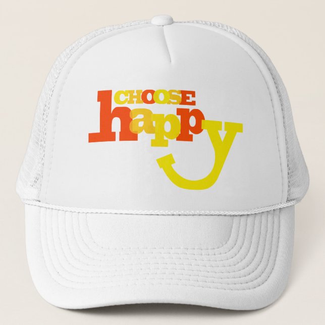 Choose happy orange yellow graphic hat (Front)