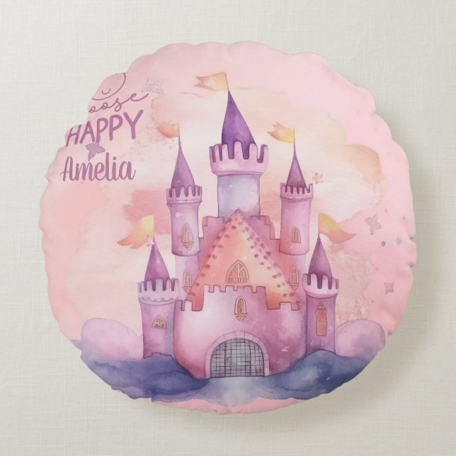 Choose Happy Palace Customizable Round Pillow (Front)