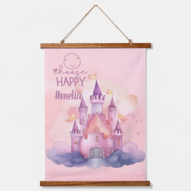 Choose Happy Palace on the Pink Cloud customizable Hanging Tapestry (Front)