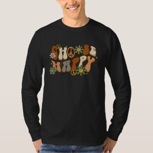 Choose Happy Peace Sign Daisy Flowers Retro Wavy G T-Shirt