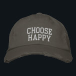 Choose Happy Positive Mindset Motivational Quote Embroidered Hat<br><div class="desc">Spread positivity wherever you go with this ‘Choose Happy’ design featuring a bold, distressed typography style. Perfect for those who love uplifting messages, mindfulness, and a casual yet stylish look. A great choice for everyday wear, self-care advocates, or as a thoughtful gift for anyone who believes in the power of...</div>