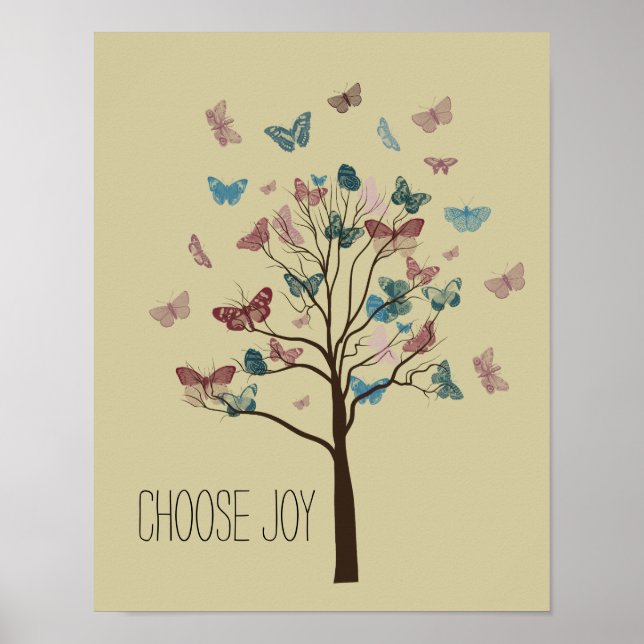 Choose Joy Butterflies Tree Poster (Front)