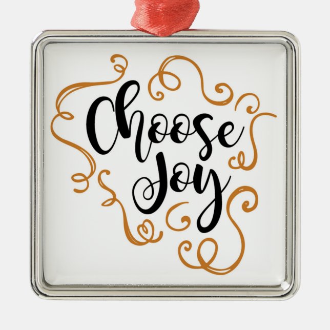 Choose Joy, Christmas Ornament, Square Metal Ornament (Front)