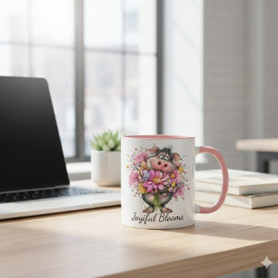 Choose Joy Every Day Mug: Cute Pig & Floral Art Mug