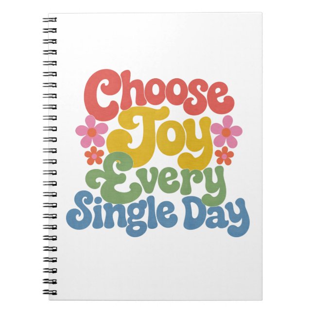 Choose Joy Every Single Day Retro Rainbow  Notebook (Front)