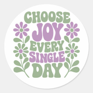 Choose Joy Every Single Day Sage Lavender  Classic Round Sticker