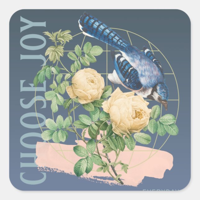 Choose Joy Floral Design Square Sticker (Front)