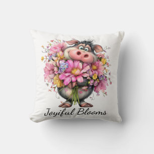 Choose Joy Floral Pig Throw Pillow