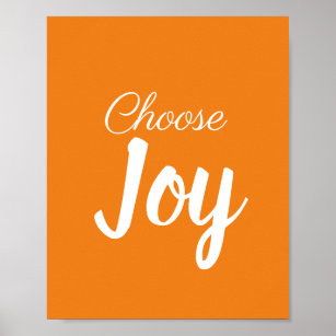 Choose Joy Girly Pastel Orange and White Modern Poster