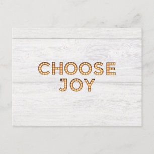 Choose Joy Light Up Style Letters Positive Message Holiday Postcard