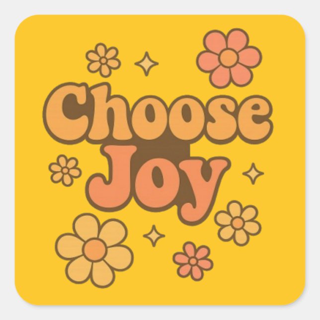 Choose Joy Minimalist Art - Positive Mindset Print Square Sticker (Front)