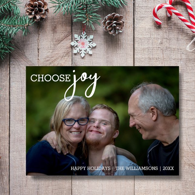 Choose Joy Modern Christmas Happy Holiday Photo Card (Creator Uploaded)