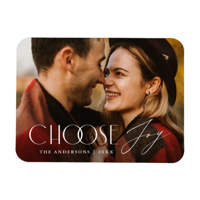 Choose Joy Modern Holiday Photo Magnet (Horizontal)