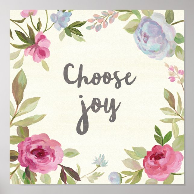 Choose Joy Pastel Floral Poster (Front)