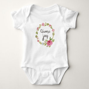Choose Joy   Pink Pastel Roses Baby Bodysuit