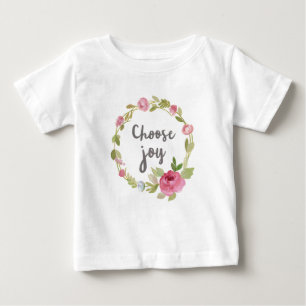 Choose Joy Pink Pastel Roses Baby T-Shirt