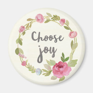 Choose Joy   Pink Pastel Roses Magnet